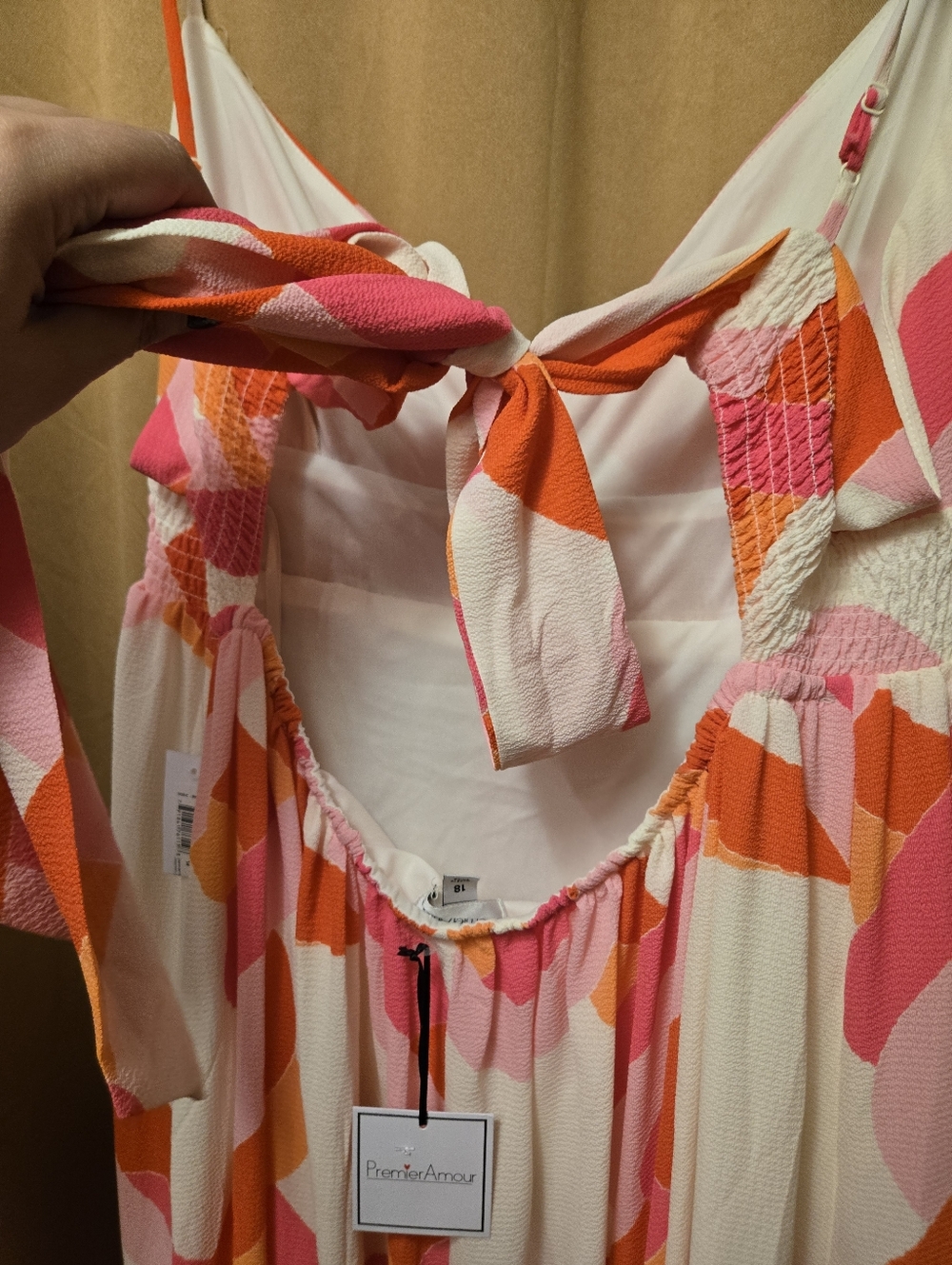 Premier Amour Size 18 Pink & Red Geometric Spaghetti-Strap Maxi Dress - Picture 5 of 6